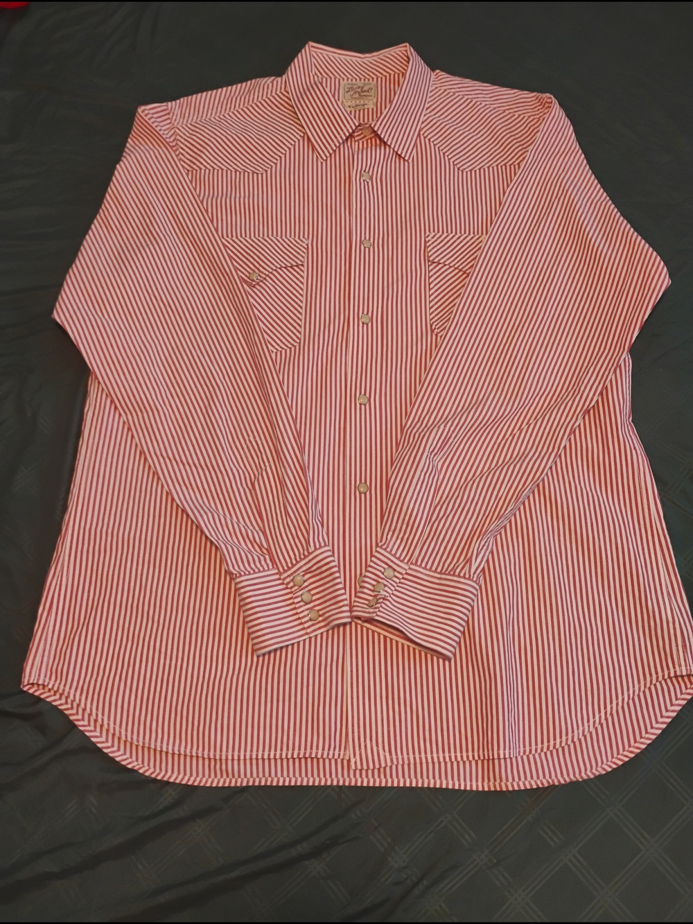 Lucky Brand  Western Pink  and White Striped Casual Snap -Down Shirt Size XL
